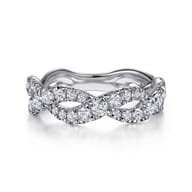 14K White Gold Intertwining Diamond Anniversary Band