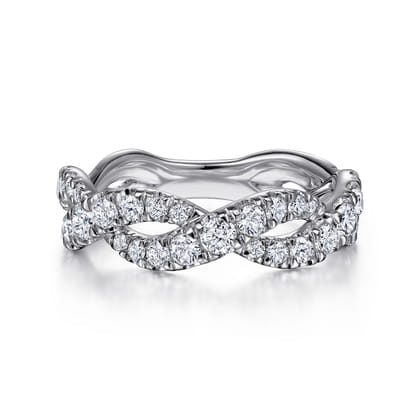14K White Gold Intertwining Diamond Anniversary Band