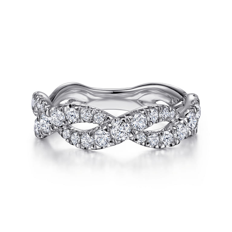 Fancy Wedding Ring in 14k White Gold with Round Natural Diamond at Gabriel & Co. - Shot 1