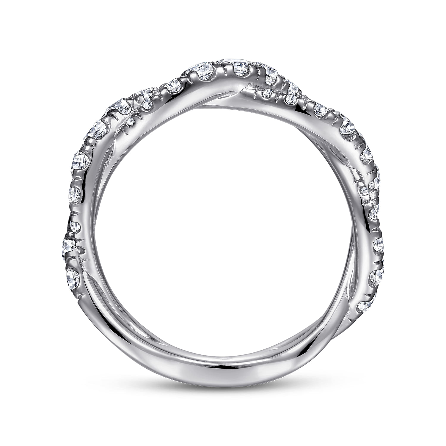 Fancy Wedding Ring in 14k White Gold with Round Natural Diamond at Gabriel & Co. - Shot 2