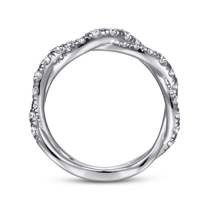 14K White Gold Intertwining Diamond Anniversary Band