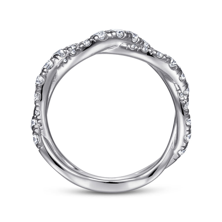 Fancy Wedding Ring in 14k White Gold with Round Natural Diamond at Gabriel & Co. - Shot 2