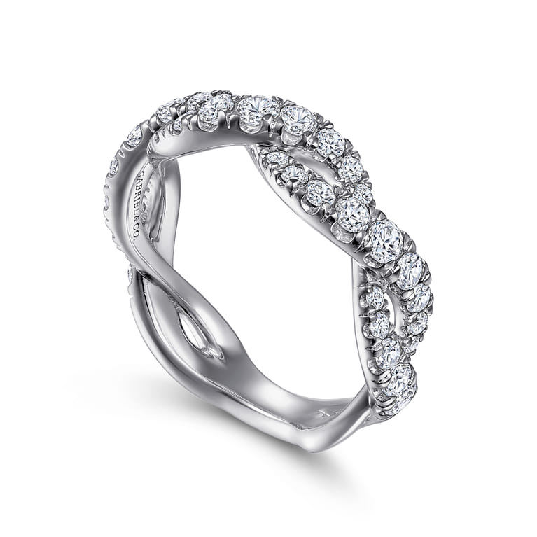 Fancy Wedding Ring in 14k White Gold with Round Natural Diamond at Gabriel & Co. - Shot 3
