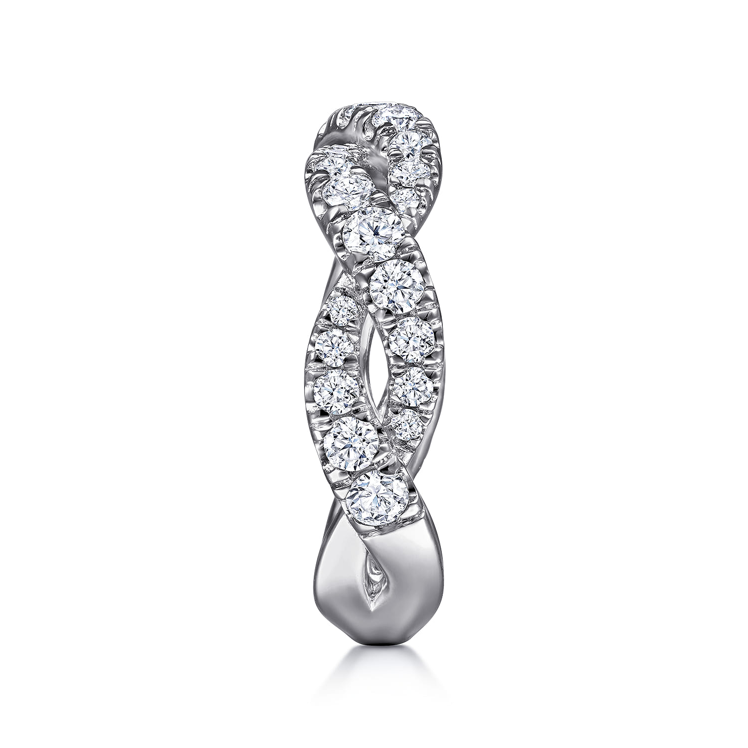Fancy Wedding Ring in 14k White Gold with Round Natural Diamond at Gabriel & Co. - Shot 4