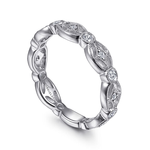 14K White Gold Intricate Cutout Stackable Diamond Ring - 0.25 ct - Shot 3