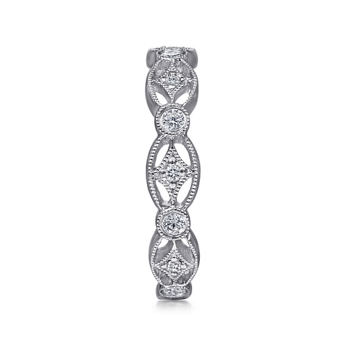 14K White Gold Intricate Cutout Stackable Diamond Ring - 0.25 ct - Shot 4
