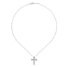 14K White Gold Intricate Openwork Diamond Cross Necklace - 0.14 ct