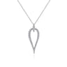 14K White Gold Inverted Diamond Teardrop Pendant Necklace - 0.5 ct