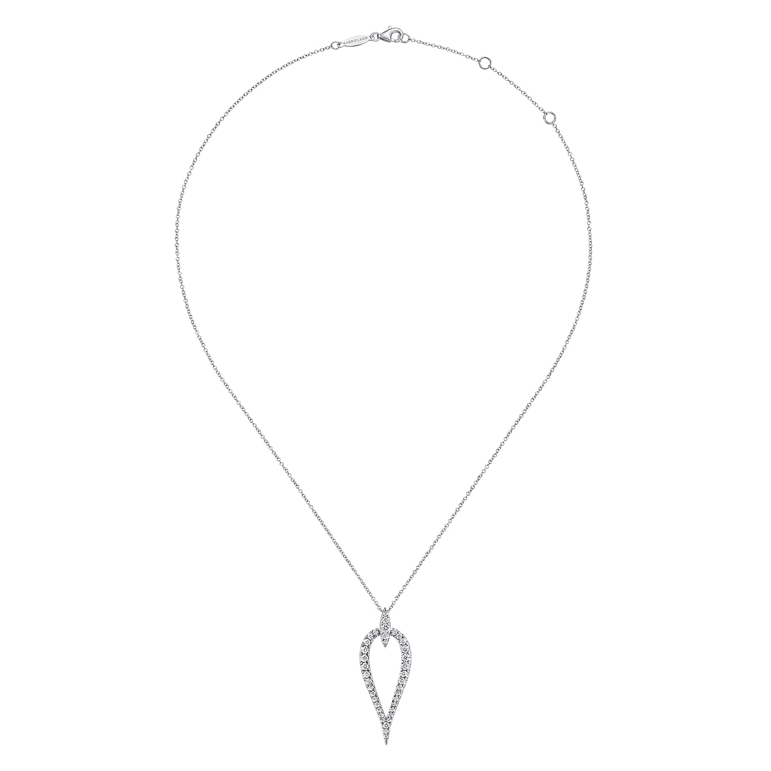 14K White Gold Inverted Diamond Teardrop Pendant Necklace - 0.5 ct - Shot 2