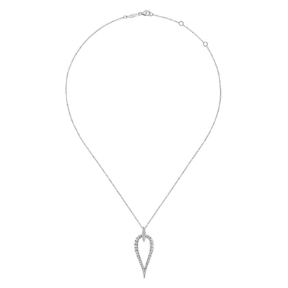 14K White Gold Inverted Diamond Teardrop Pendant Necklace