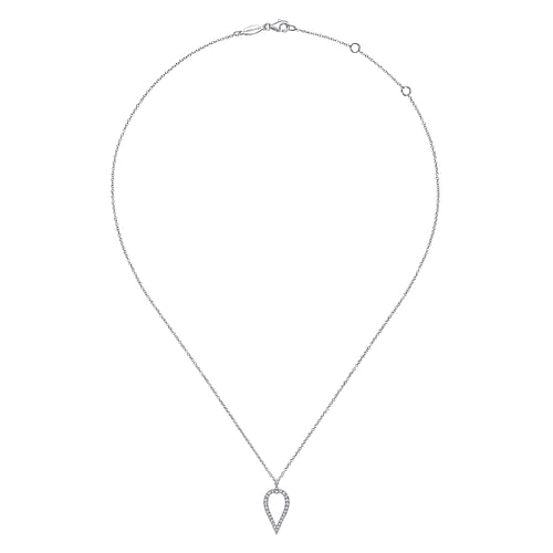 14K White Gold Inverted Teardrop Diamond Pendant Necklace - 0.18 ct - Shot 2