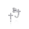 14K White Gold J Curve Diamond Cross Stud Earrings - 0.1 ct