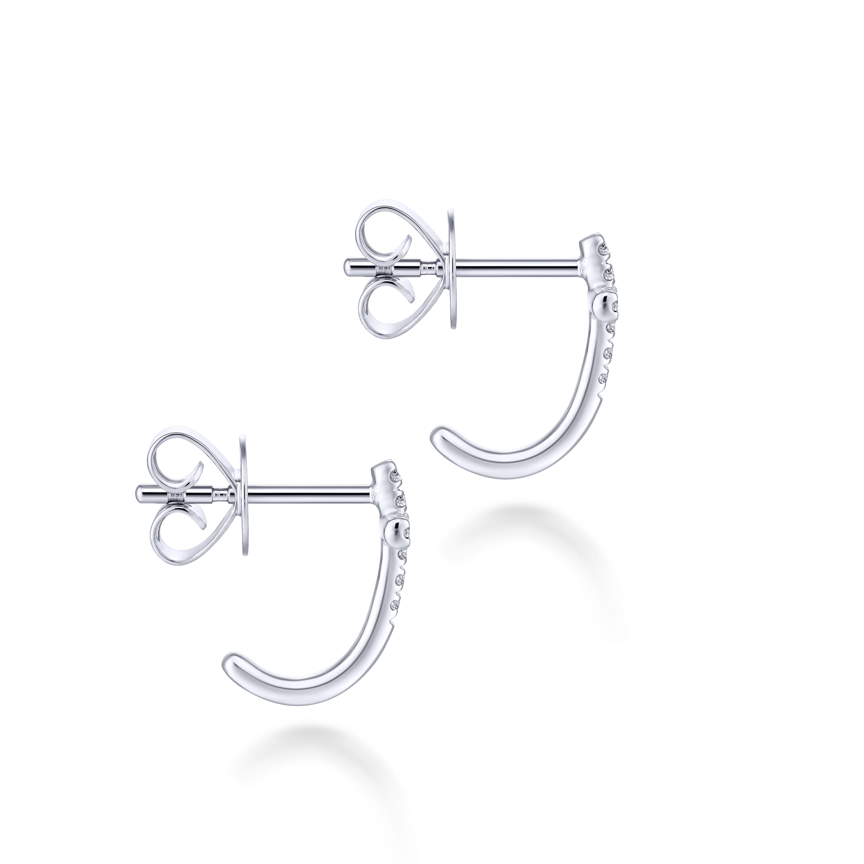 14K White Gold J Curve Diamond Cross Stud Earrings - 0.1 ct - Shot 3