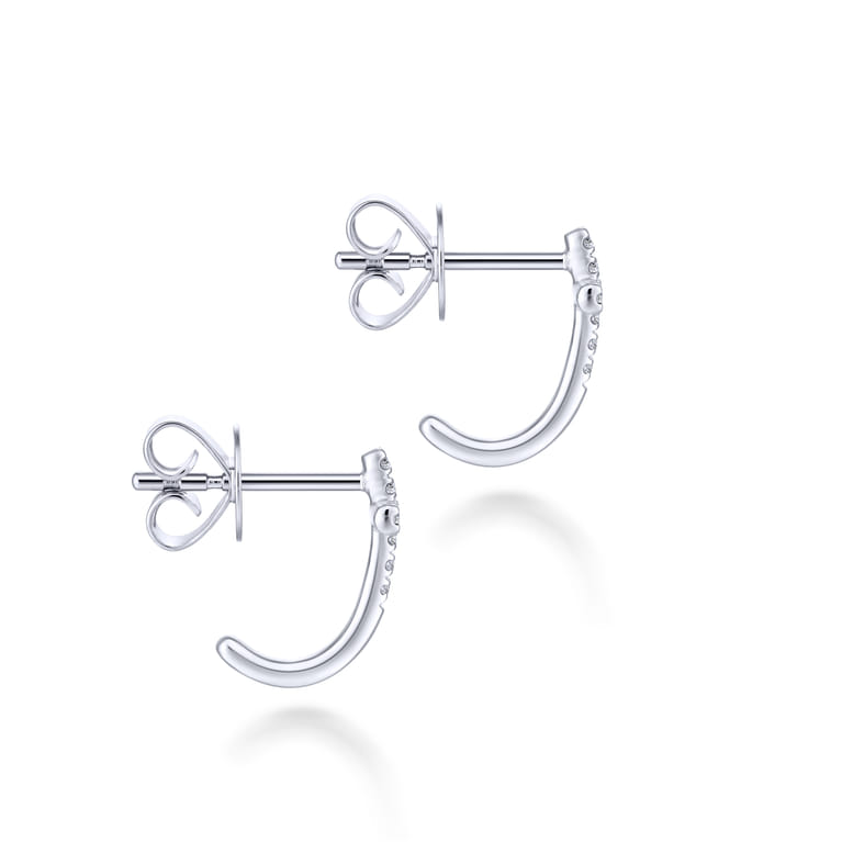 14K White Gold J Curve Diamond Cross Stud Earrings - 0.1 ct - Shot 3