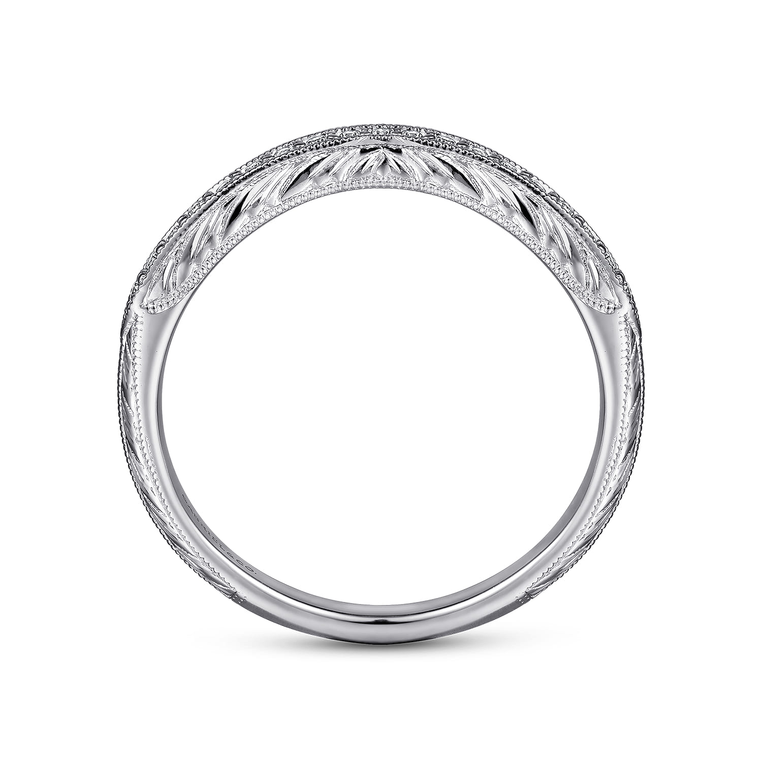 14K White Gold Knife Edge Matching Wedding Band - 0.09 ct - Shot 2