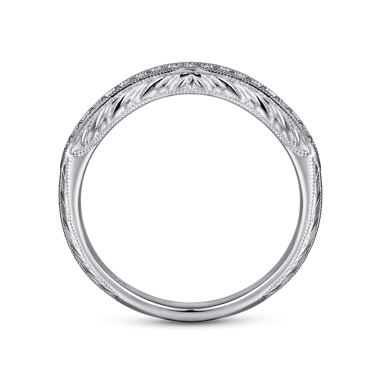 14K White Gold Knife Edge Matching Wedding Band - 0.09 ct - Shot 2