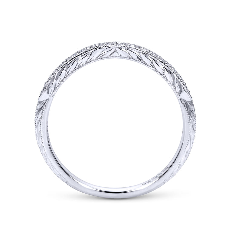 14K White Gold  Knife Edge Matching Wedding Band - 0.09 ct - Shot 2