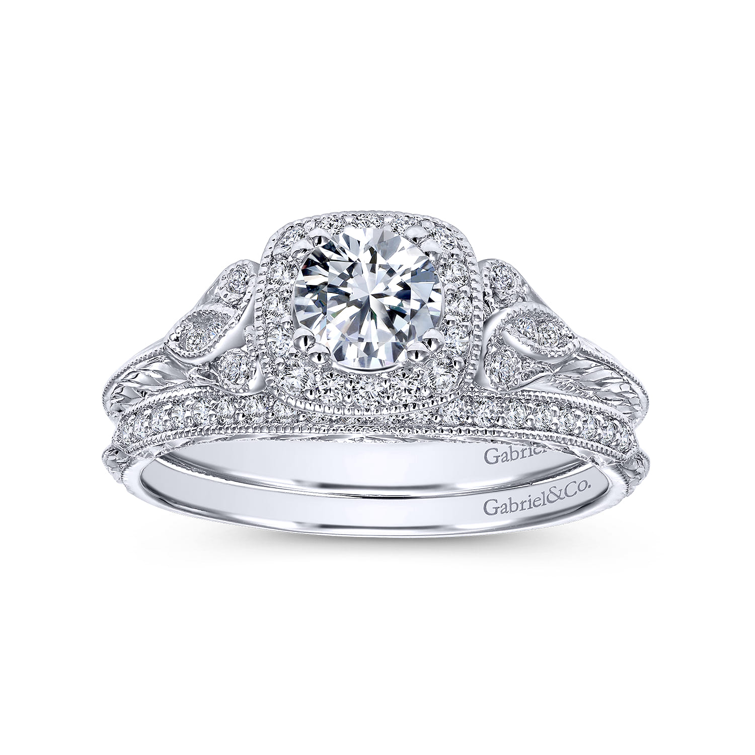 14K White Gold  Knife Edge Matching Wedding Band - 0.09 ct - Shot 4