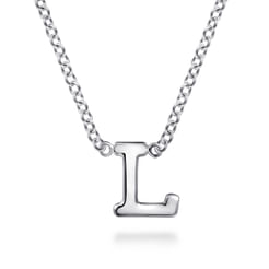 14K White Gold L Initial Necklace