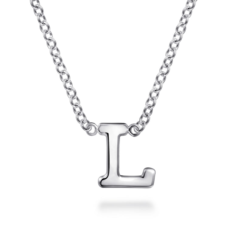 14K White Gold L Initial Necklace - Shot 1