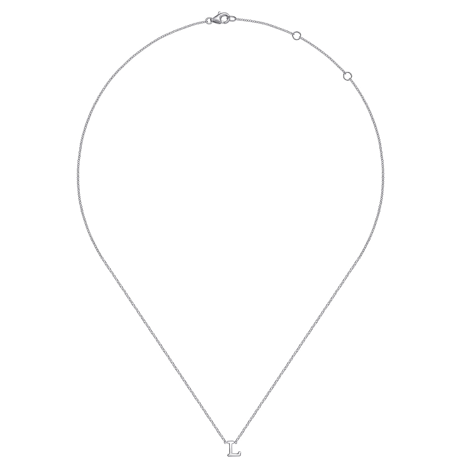 14K White Gold L Initial Necklace - Shot 2
