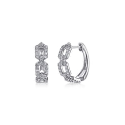 14K White Gold Layered 10mm Diamond Huggies