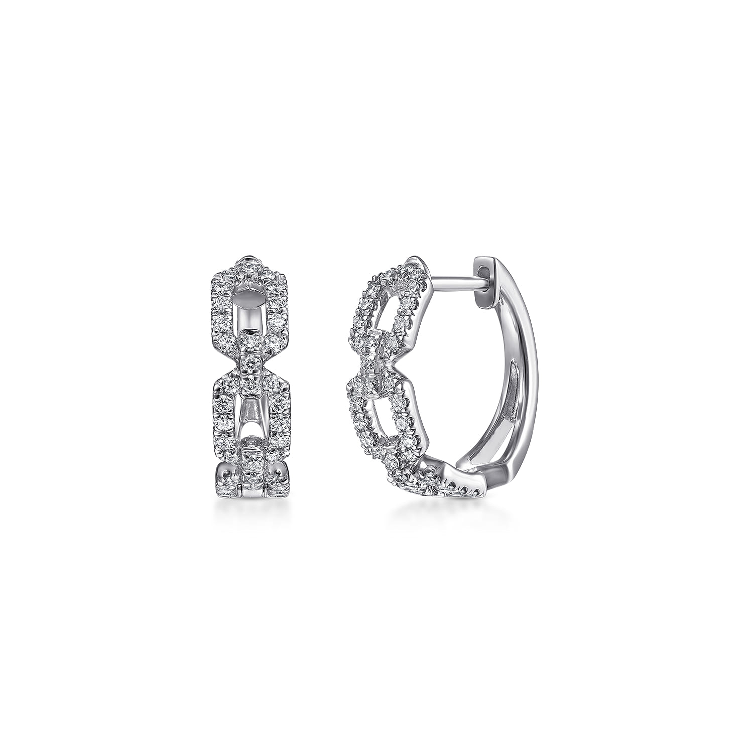 14K White Gold Layered 15mm Diamond Huggies - 0.35 ct - Shot 1
