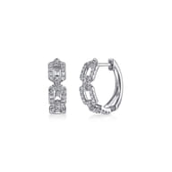 14K White Gold Layered 15mm Diamond Huggies