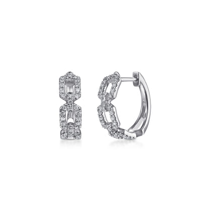 14K White Gold Layered 15mm Diamond Huggies