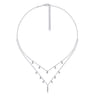 14K White Gold Layered Diamond Charm Drop Necklace - 0.23 ct