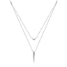 14K White Gold Layered Pave Diamond Bar and Spike Pendant Necklace - 0.23 ct