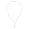 14K White Gold Layered Pave Diamond Bar and Spike Pendant Necklace - 0.23 ct