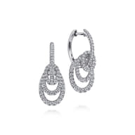 14K White Gold Layered Teardrop Diamond Drop Earrings