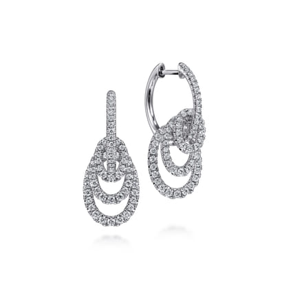 14K White Gold Layered Teardrop Diamond Drop Earrings