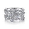 14K White Gold Layered Wide Band Diamond Ring - 1.1 ct