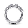 14K White Gold Layered Wide Band Diamond Ring - 1.1 ct