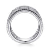 14K White Gold Layered Wide Band Diamond Ring - 1 ct