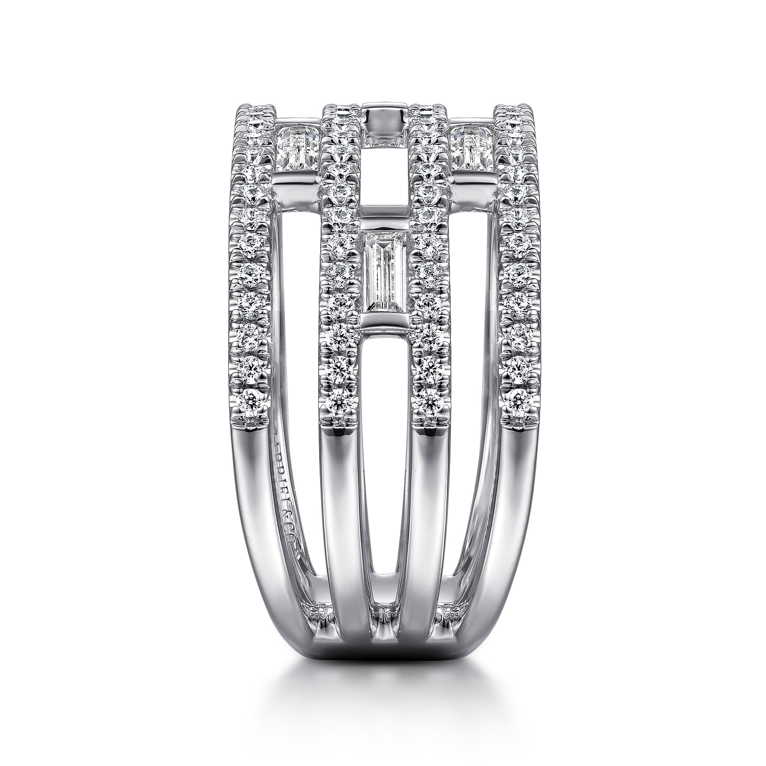14K White Gold Layered Wide Band Diamond Ring - 1 ct - Shot 4