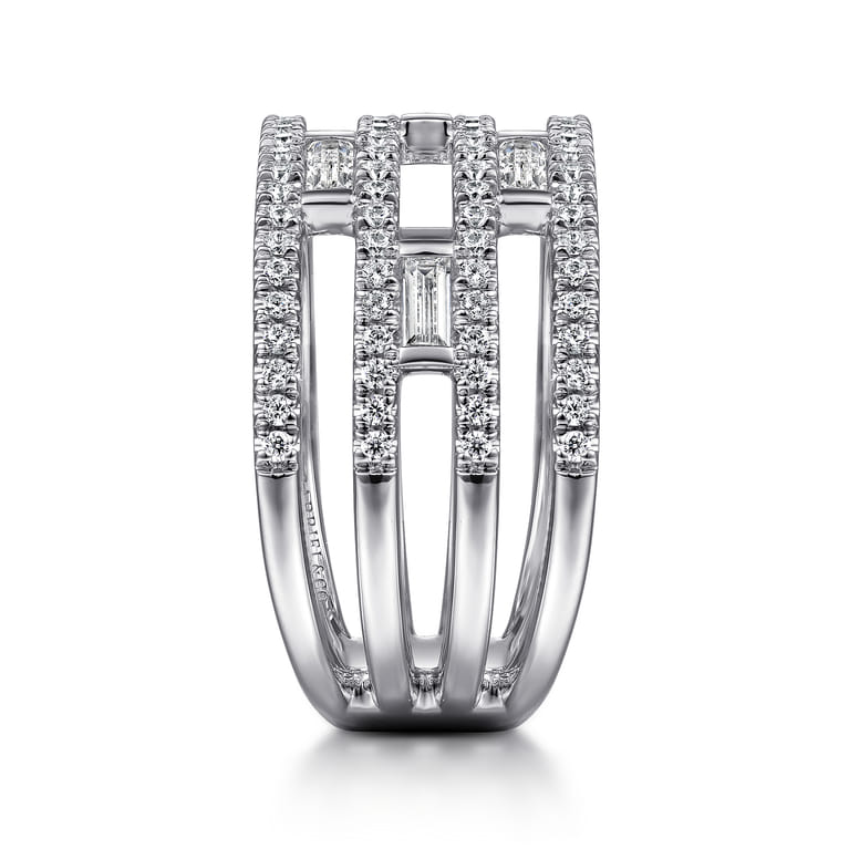 14K White Gold Layered Wide Band Diamond Ring - 1 ct - Shot 4