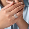 14K White Gold Layered Wide Band Diamond Ring - 1 ct