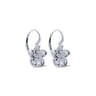 14K White Gold Leverback Flower Earrings with Diamond Center - 0.3 ct