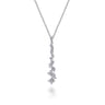 14K White Gold Linear Diamond Cluster Drop Pendant Necklace - 0.8 ct