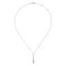 14K White Gold Linear Diamond Cluster Drop Pendant Necklace - 0.8 ct