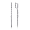 14K White Gold Linear Diamond Drop Earrings - 0.95 ct