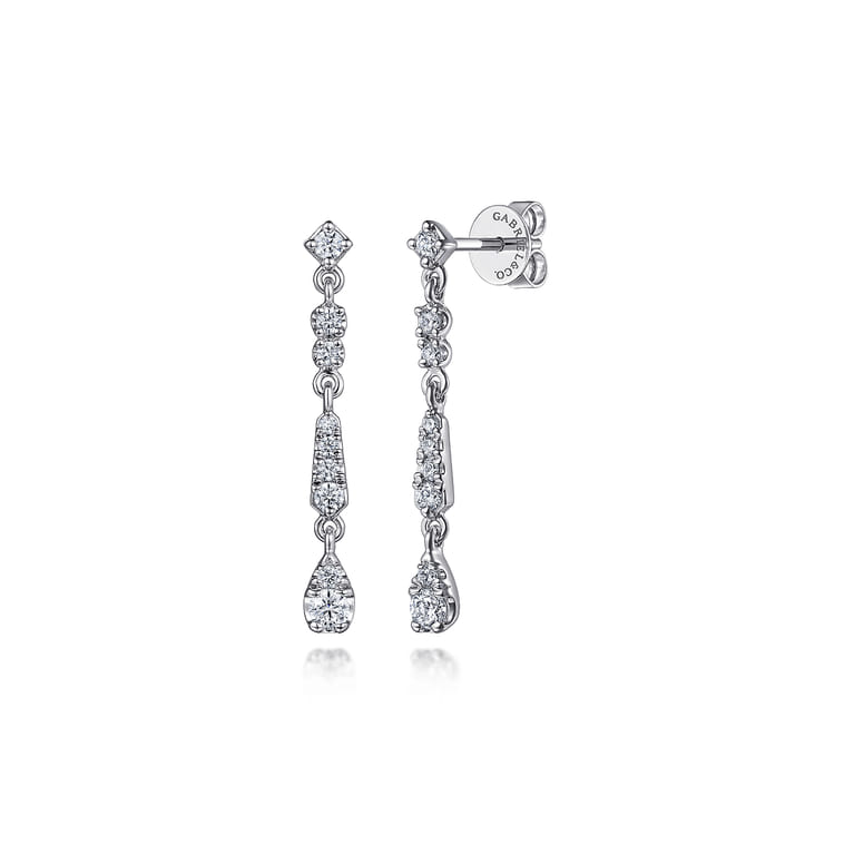 14K White Gold Linear Diamond Drop Stud Earrings - 0.4 ct - Shot 1