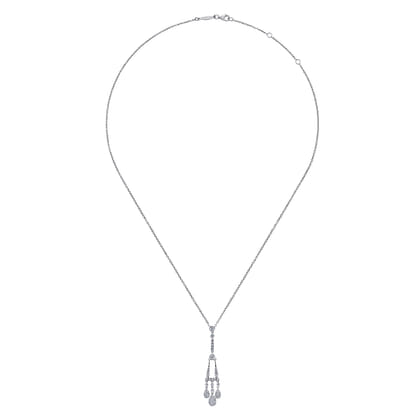14K White Gold Linear Diamond Drops Necklace