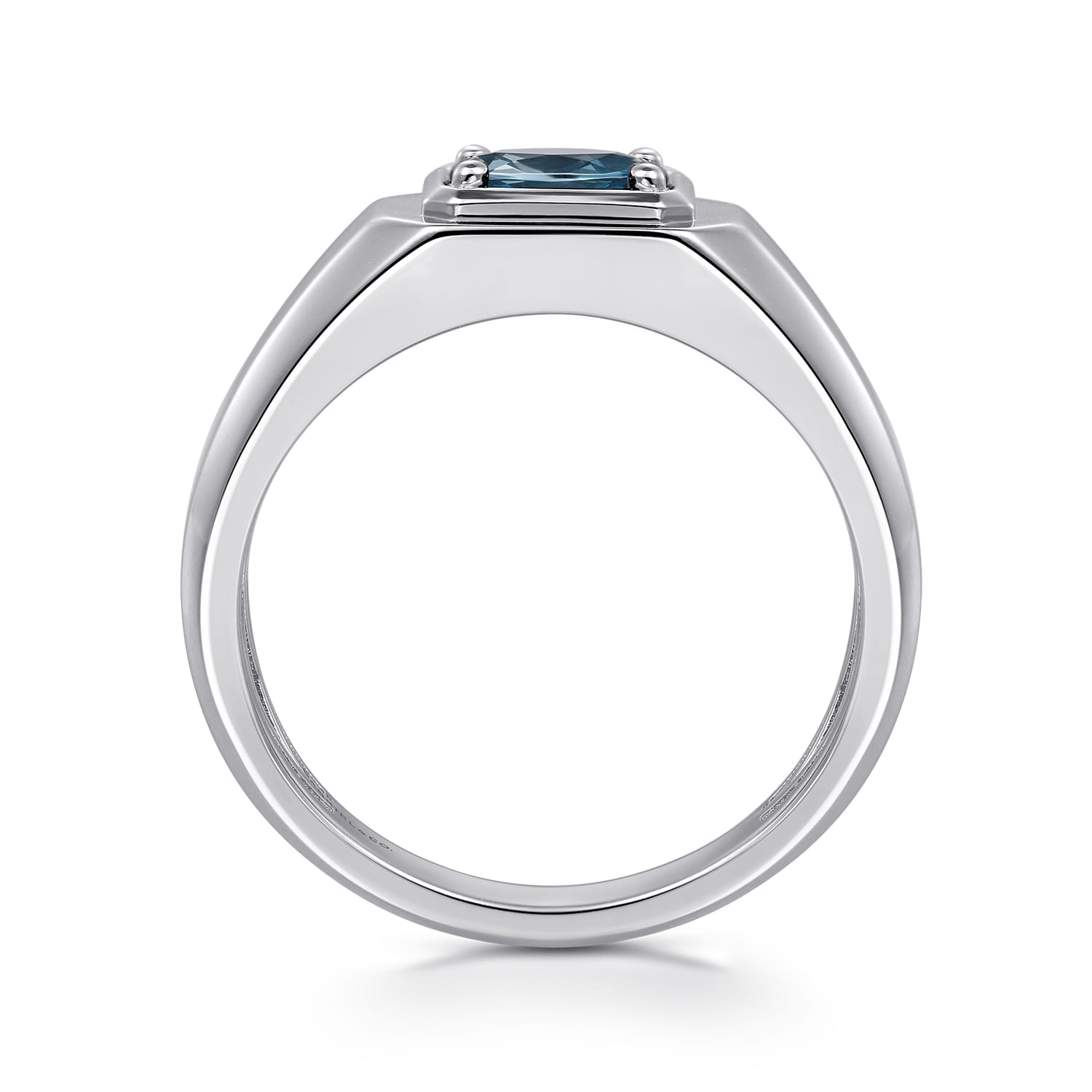 14K White Gold London Blue Topaz Mens Ring - Shot 2