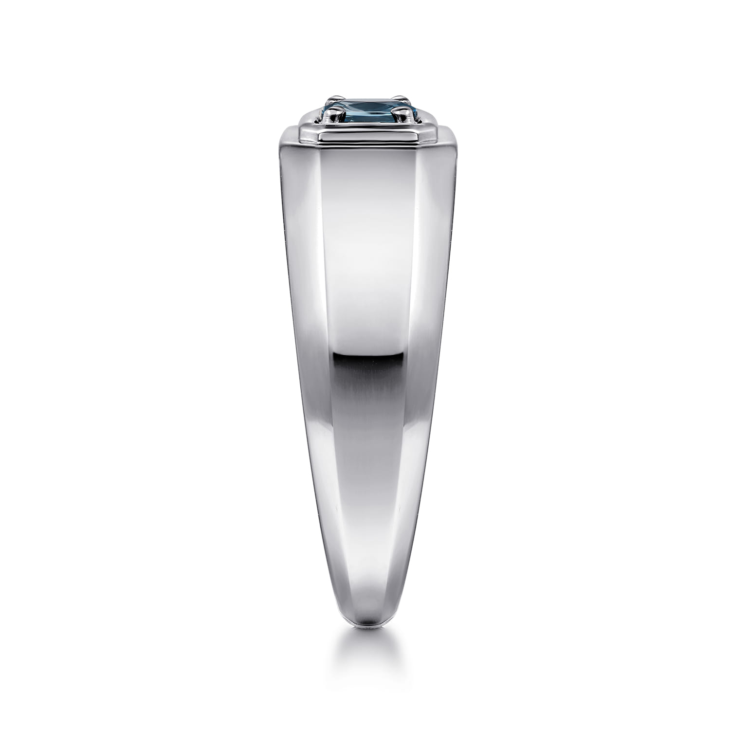 14K White Gold London Blue Topaz Mens Ring - Shot 4