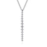 14K White Gold Long Diamond Drop Bar Necklace - 0.35 ct