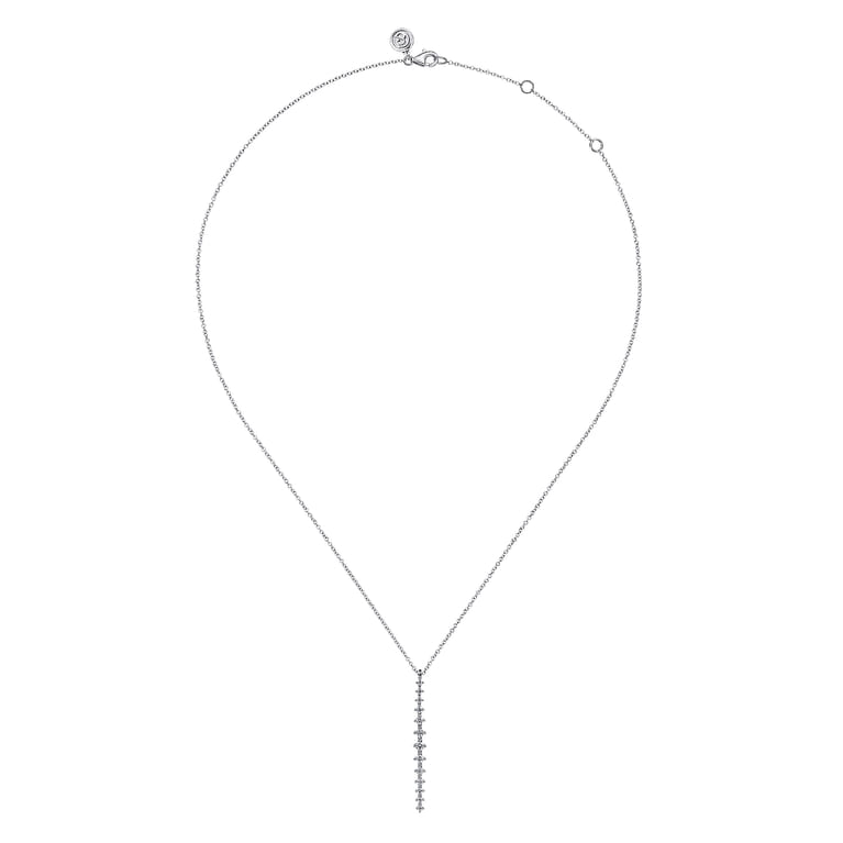 14K White Gold Long Diamond Drop Bar Necklace - 0.35 ct - Shot 2